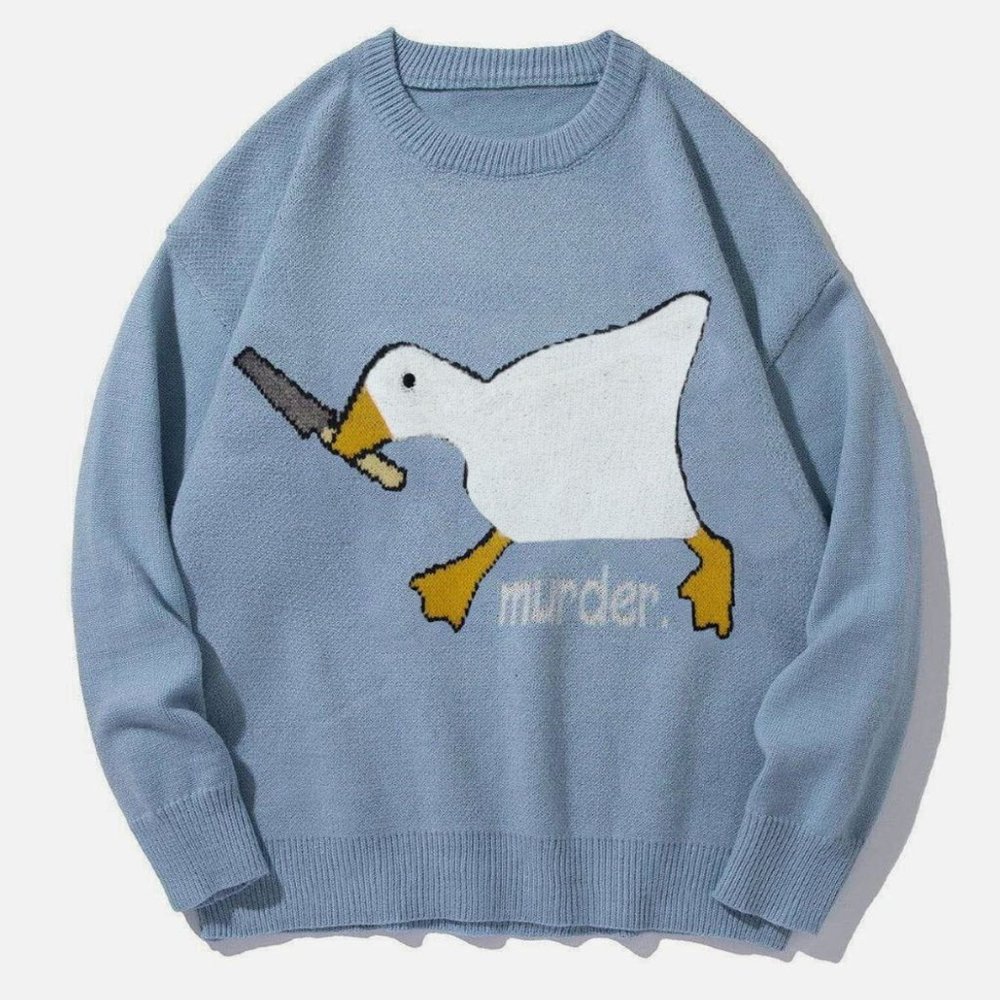 Aelfric Eden Unisex Cute Murder Goose Pattern Knit Sweater in Size M - New $80